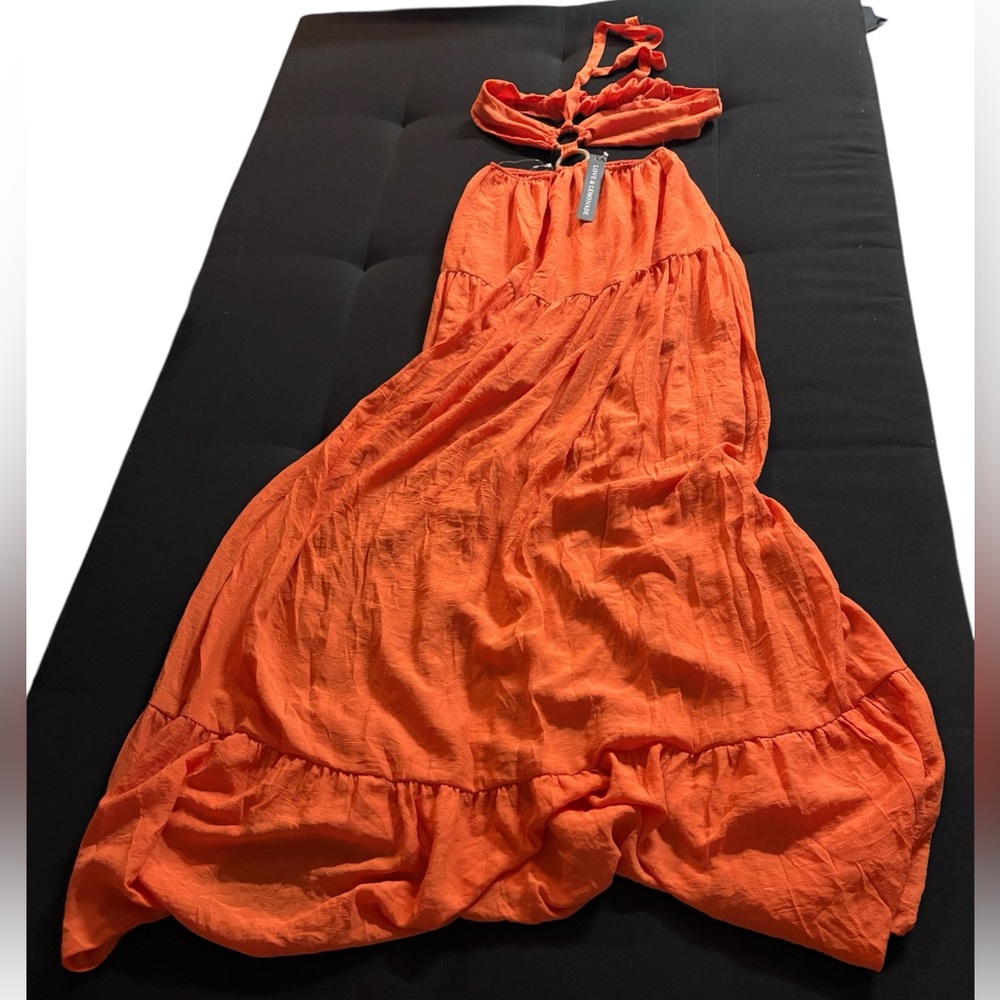 Love & lemonade women’s  Vibrant Orange maxi Dress.